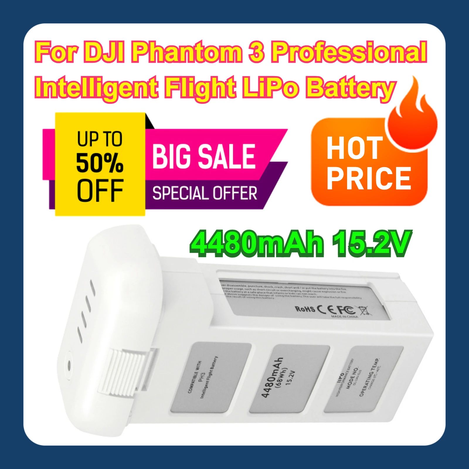 4480mAh 15,2V para batería LiPo de vuelo inteligente profesional DJI Phantom 3