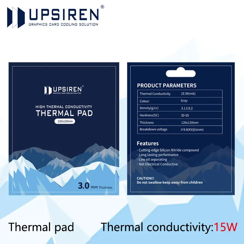 UPSIREN 15W/MK almohadilla térmica tarjeta gráfica refrigeración disipación de calor almohadilla de silicona para CPU GPU tarjeta gráfica placa base almohadilla de refrigeración
