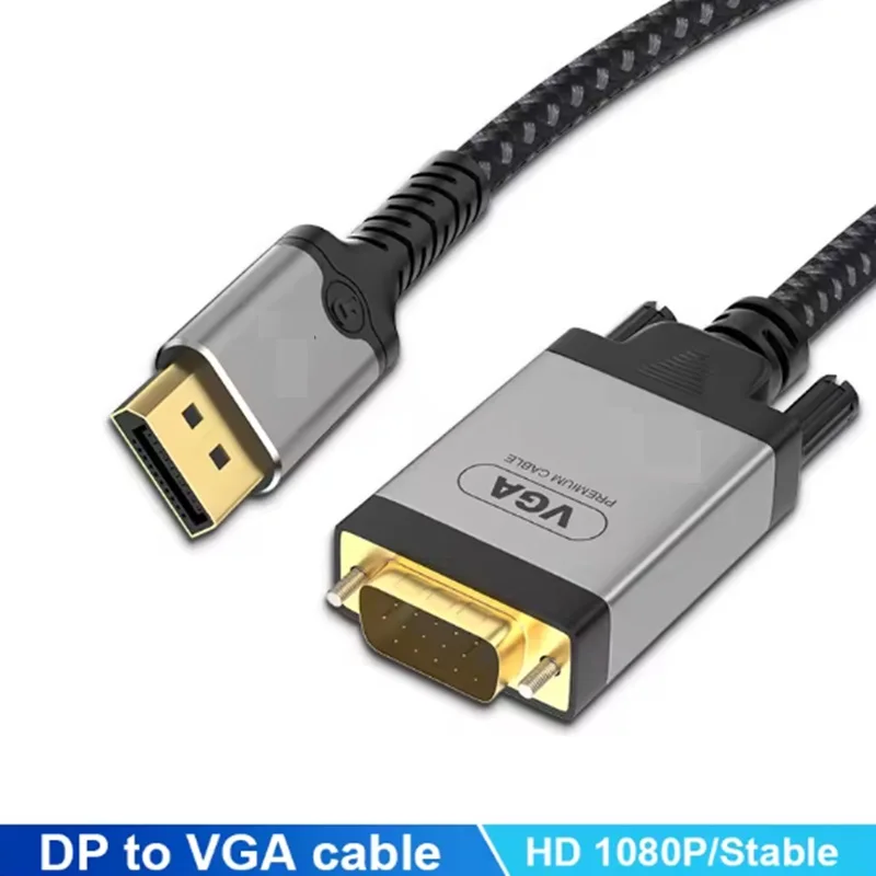 Cable adaptador Displayport DP a VGA de 2m HD 1080P, Cable convertidor de vídeo DisplayPort DP VGA para TV Box, PC, portátil, Monitor y proyector