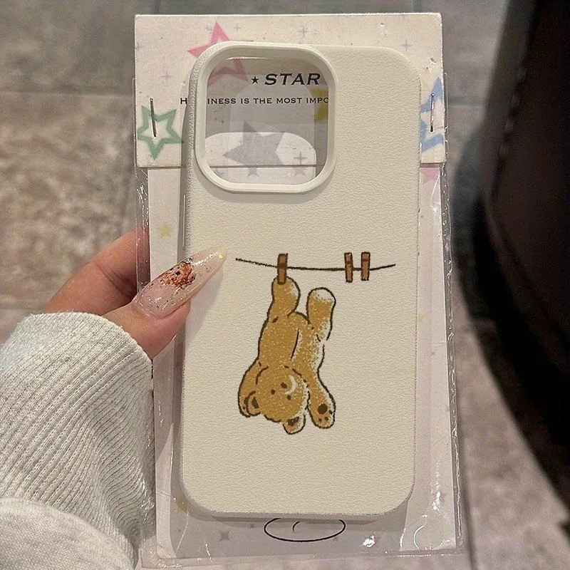 Para iPhone 17 16 15 14 13 12 11 Pro Max funda con diseño de oso de peluche para iPhone XS XR X 16E 16 Plus 17 Fundas suaves de aire