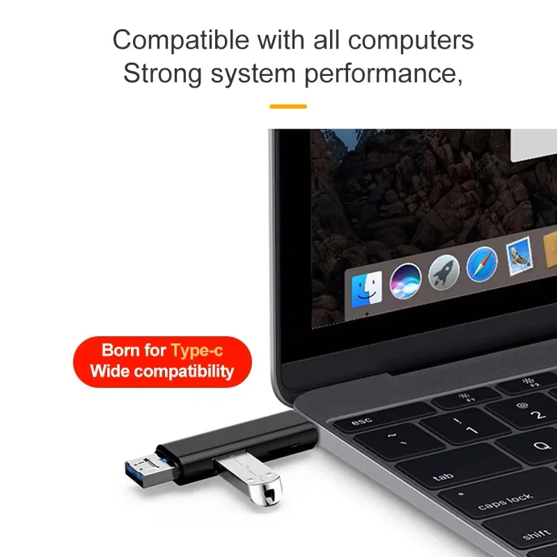 Lector de tarjetas de memoria USB C/USB-A/Micro-USB a TF Micro SD/SDHC/SDXC USB2.0 Hub OTG adaptador para teléfono inteligente tableta portátil - imagen 2