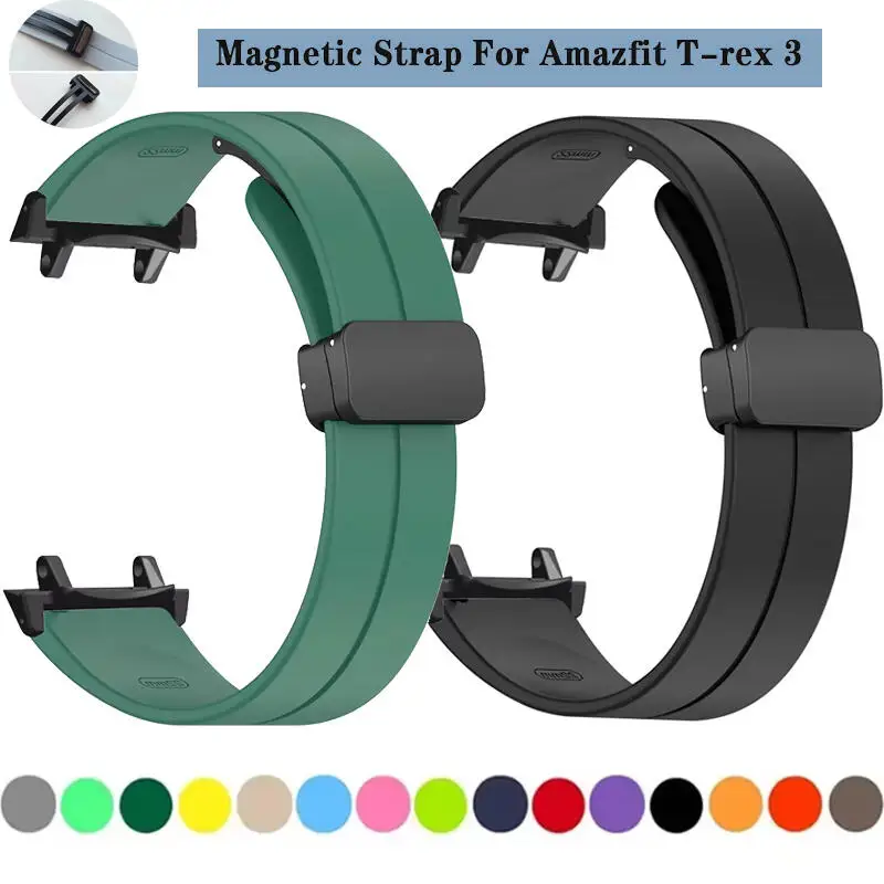 Correa de silicona para Huami Amazfit t-rex 3, Correa con hebilla magnética plegable para Amazfit t-rex 3, accesorios para reloj inteligente, Correa