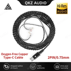 QKZ TC100 – Cable USB-C 2 Pines 0,75mm para Auriculares KZ ZSN ZSX