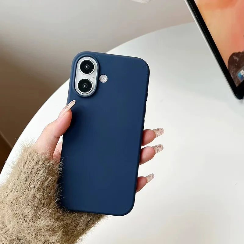 Funda de silicona líquida para teléfono móvil Apple iphone 16, 15, 14, 13, 12, 11 Pro, mini X XR Xs Max, carcasa mate a prueba de golpes