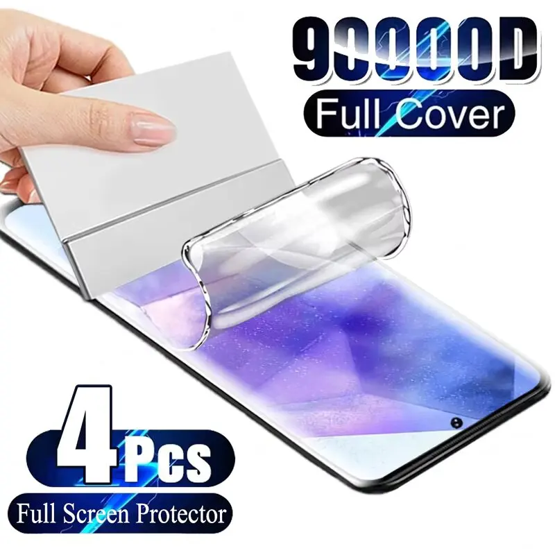 4 Uds Protector de pantalla de película de hidrogel para Samsung Galaxy S25 S24 S21 S22 Plus S25 S23 S22 Ultra Protector de pantalla para S24 S23FE