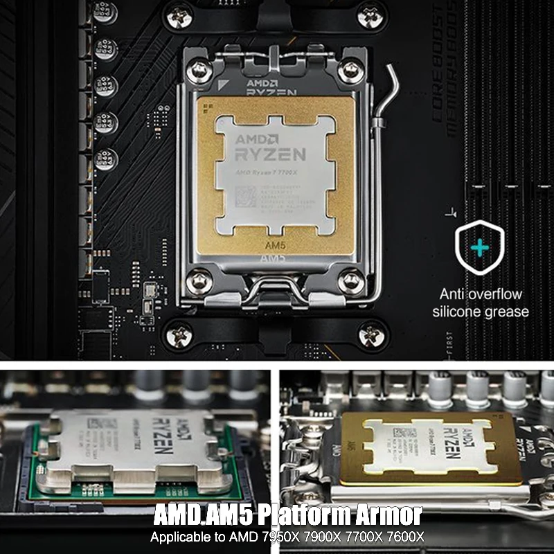 Protector de pasta térmica AM5 para AMD 7950X 7900X 7700X 7600X CPU Armor sujetador de cobre puro, carcasa de placa trasera antiflexión Rad - imagen 2