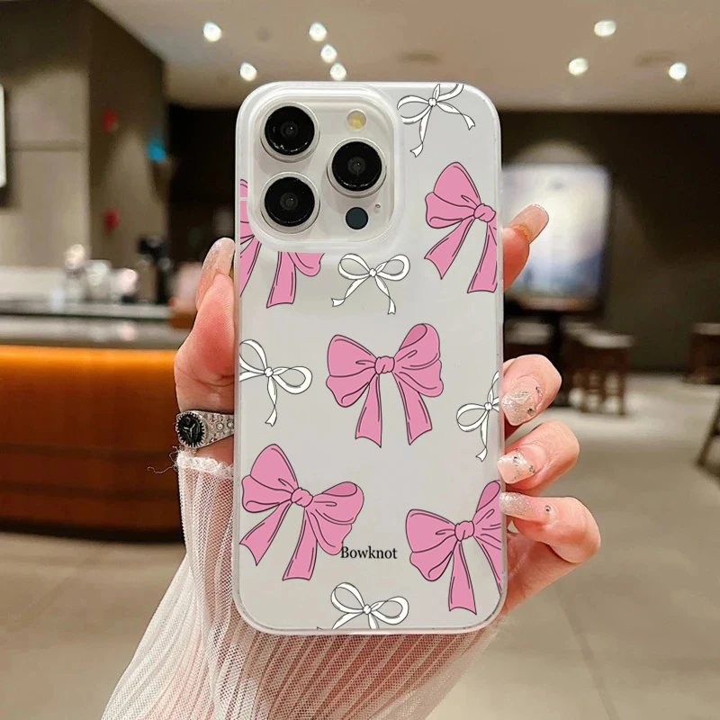 Funda de teléfono transparente de estilo dulce con lazo rosa de primera calidad para iPhone 17 Pro Max 16 15 Plus 13 12 Mini 11 XS X XR 7 8 17 Air 16 - imagen 4