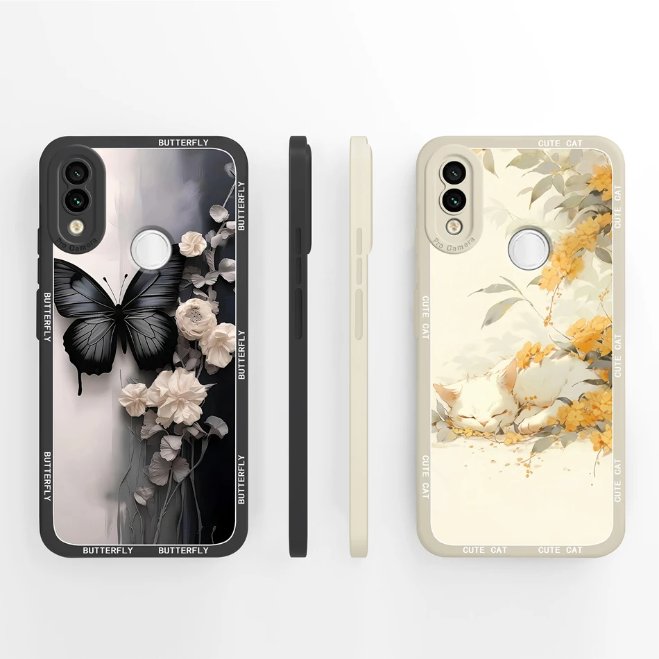 Para Redmi Note 7 Pro 7S Funda de teléfono con estampado Floral suave y suave Funda trasera de silicona líquida para Redmi Note7 Funda de parachoques de alta calidad - imagen 2