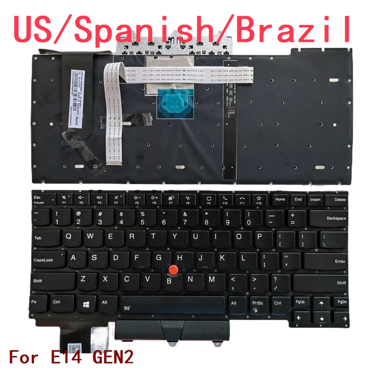 Teclado retroiluminado para portátil Lenovo Thinkpad E14 GEN2, reemplazo de PC portátil, español, EE. UU., nuevo