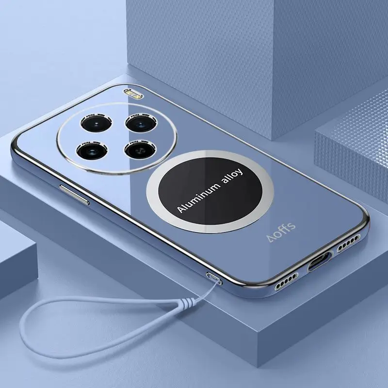 Funda para VIVO X100, X90, X80 Pro Plus, cubierta trasera protectora delgada magnética, carcasa suave chapada en TPU