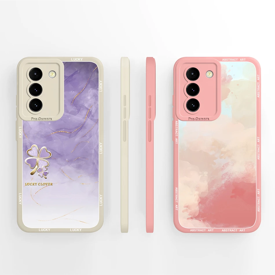 Para Samsung Galaxy S21 Plus Ultra S21FE Funda de teléfono con estampado Floral Funda de protección completa para GalaxyS21 Funda de silicona líquida suave - imagen 2