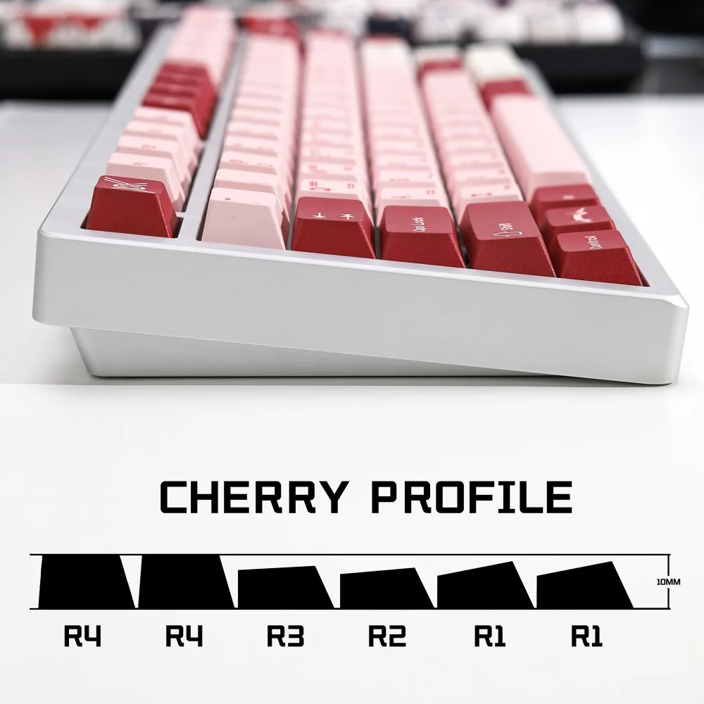 Teclas con tema rosa, perfil de cereza, juego completo de 143 teclas, PBT, USB, ergonomía, teclas frontales opacas talladas, teclado mecánico, regalo - imagen 5