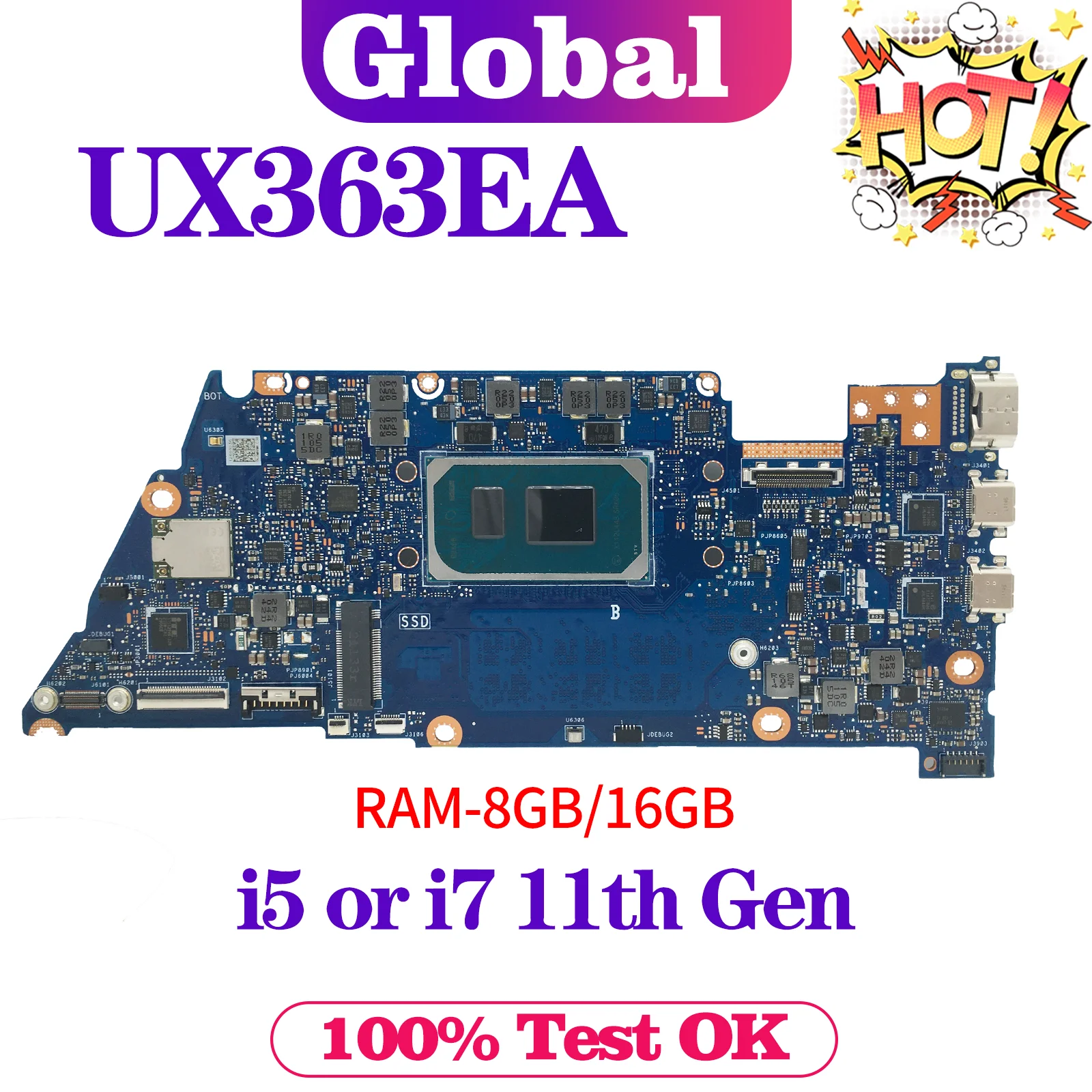 Placa base UX363EA para ASUS UX371EA UXF3000EA UX363E BX363EA RX363EA UX371E UXF3000E placa base para ordenador portátil i5 i7 11. a generación 8GB 16GB - imagen 2