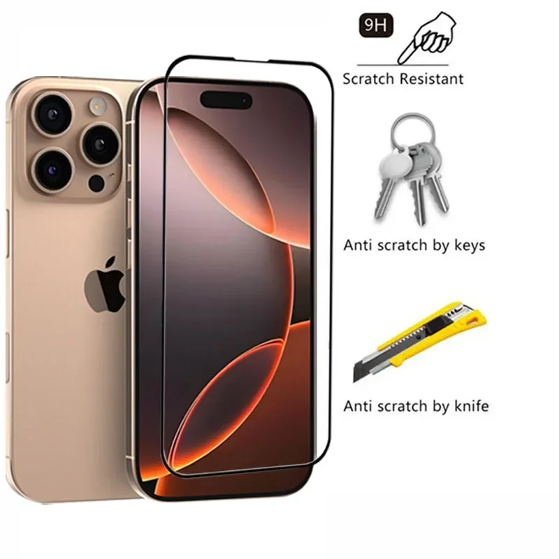 Vidrio templado 6 en 1 para iPhone 16, 15, 14, 11 Pro Max Plus, Protector de pantalla para iPhone 12 13 Mini X XS Max XR 7 8 Plus, cristal de lente - imagen 4
