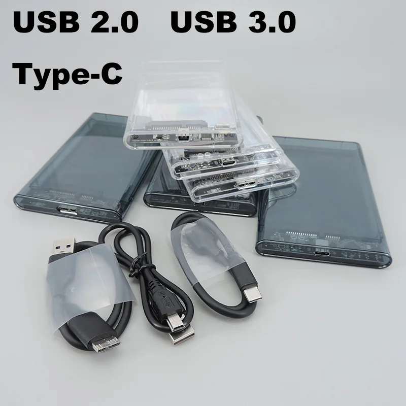 Carcasa externa hd 2,5 SATA a USB 3,0, disco duro externo portátil transparente de 5Gbps, carcasa hdd 2,5 para PC, disco SSD, caja q1 - imagen 2