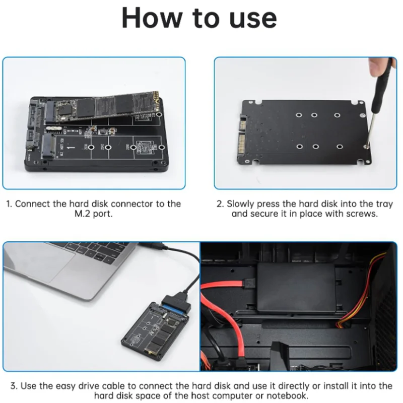 Con cable Sata Dual NGFF MSATA B Key/B&M Key SSD a 2,5 "III Adaptador convertidor Max 4TB compatible con 2230 2242 2260 2280 SSD - imagen 2