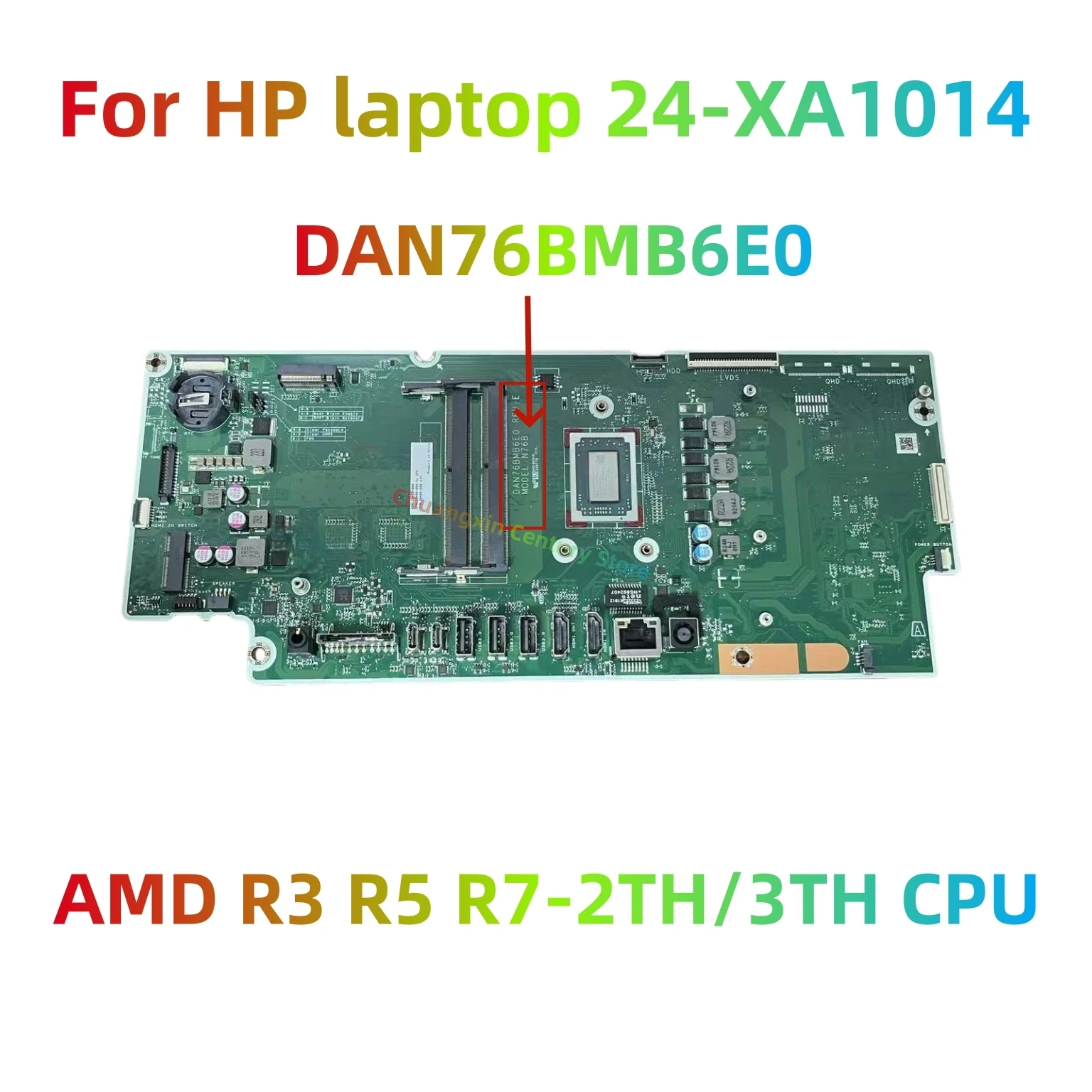 Adecuado para la placa base del ordenador portátil HP 24-XA1014 DAN76BMB6E0 equipada con AMD R3 R5 R7-2TH/3TH CPU 100% prueba OK envío