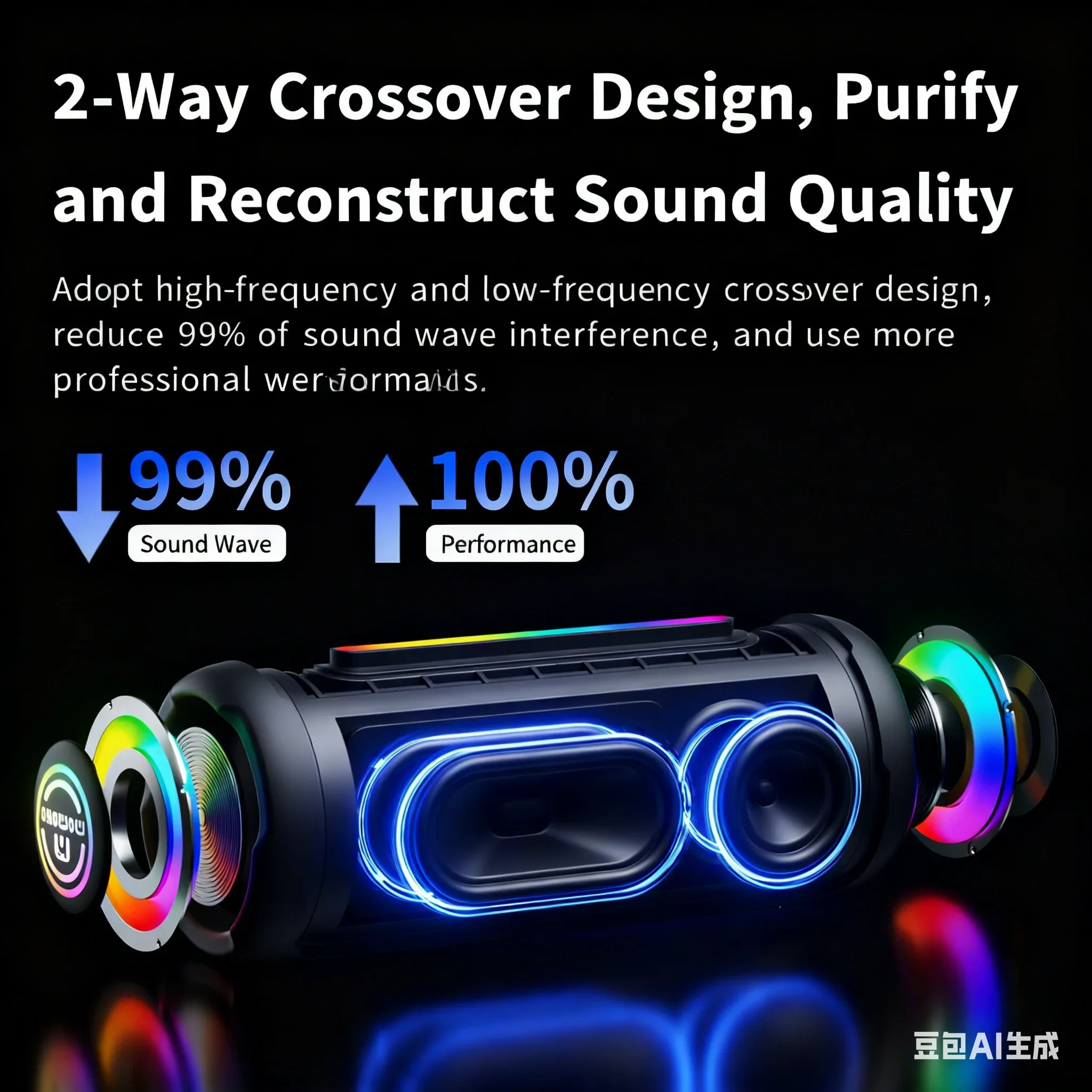 Momoko Altavoces Bluetooth de graves pesados de 40 W, altavoz inalámbrico con luz RGB resistente al agua IPX8 con sonido sin pérdidas FLAC para fiestas al aire libre - imagen 4