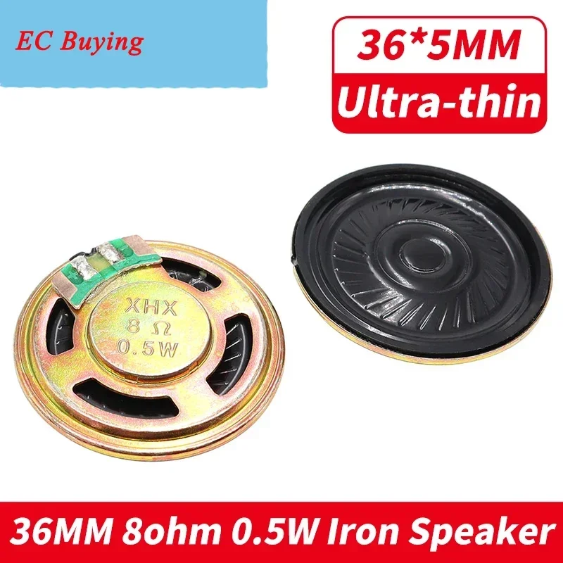 2 unids/lote 36MM 8O hm 0,5 W nuevo altavoz ultrafino 8 Ohms 0,5 vatios 0,5 W 8R diámetro del altavoz 36 MM 3,6 CM espesor 5MM
