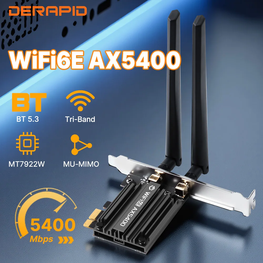 Adaptador WiFi 6E AX5400 PCIe Bluetooth 5,3 Triple banda 2,4G/5G/6GHz 802.11AX receptor inalámbrico de red MU-MIMO para Windows 10/11