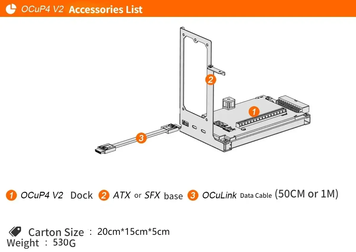 OCuP4V2 OCuLink GPU Dock con Chip ReDriver PCIE 4,0 X4 M2 NVME M.2 a adaptador OCulink para portátil Mini PC a tarjeta gráfica externa - imagen 3
