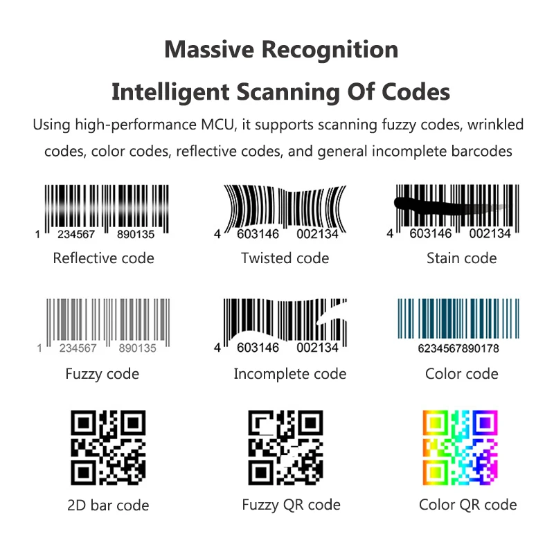 Escáner de código de barras 2D USB de escritorio omnidireccional 1D 2D QR Code matriz de datos PDF417 lector de código de barras portátil para tienda supermercado - imagen 3