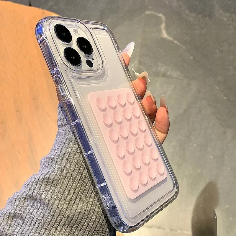 Funda de teléfono transparente con ventosa 3D para iPhone 17 16 Pro Max 16E 15 14 13 12 11 Pro Max XS X XR 7 8 Plus, funda suave a prueba de golpes - imagen 4