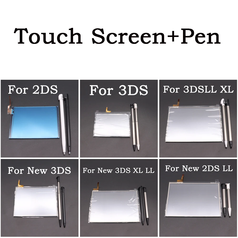 Reemplazo de cristal de Digitalizador de pantalla de Panel de pantalla táctil de lápiz óptico retráctil de Metal de plástico para nueva consola 2DS 3DS XL LL