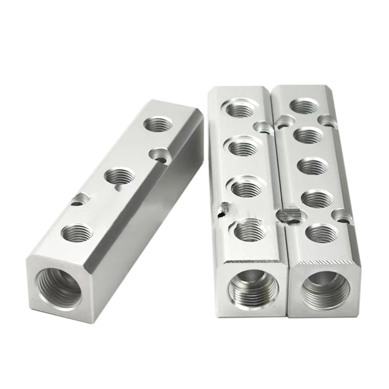 Distribuidor de colector de aire PT1/2 a PT1/4, desviador de drenaje, distribuidor de escape de aceite, fila de distribución de fuente de aire, 2-10 vías, 30x30mm