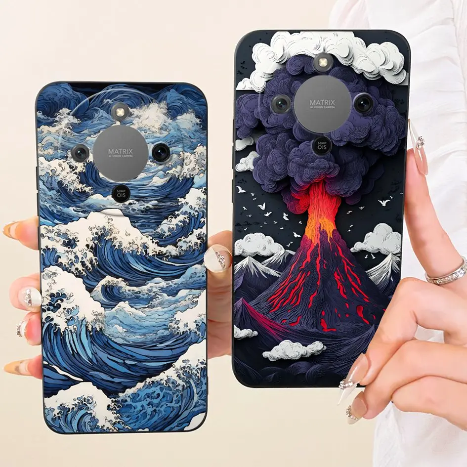 Para Honor X9D 5G funda de lujo volcán pintado de silicona suave TPU protección de cámara cubierta de teléfono para Honor Magic8 Lite HonorX9d Capa