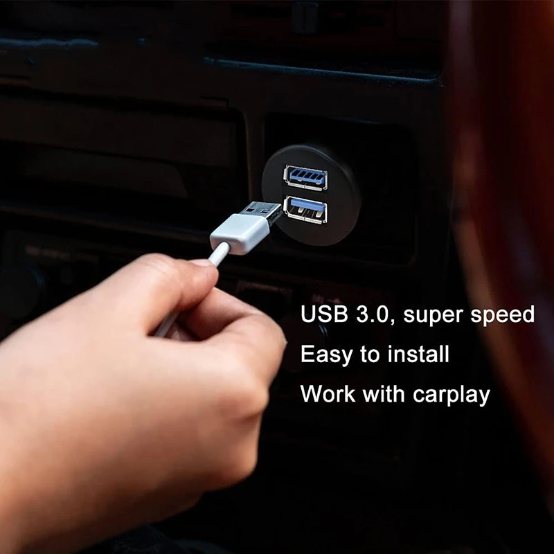 Cable de extensión de montaje empotrado para Panel de salpicadero, USB Dual 3,0/2,0, 1m, 3 pies, 2 puertos para coche, camión, barco, motocicleta, Cable impermeable - imagen 4