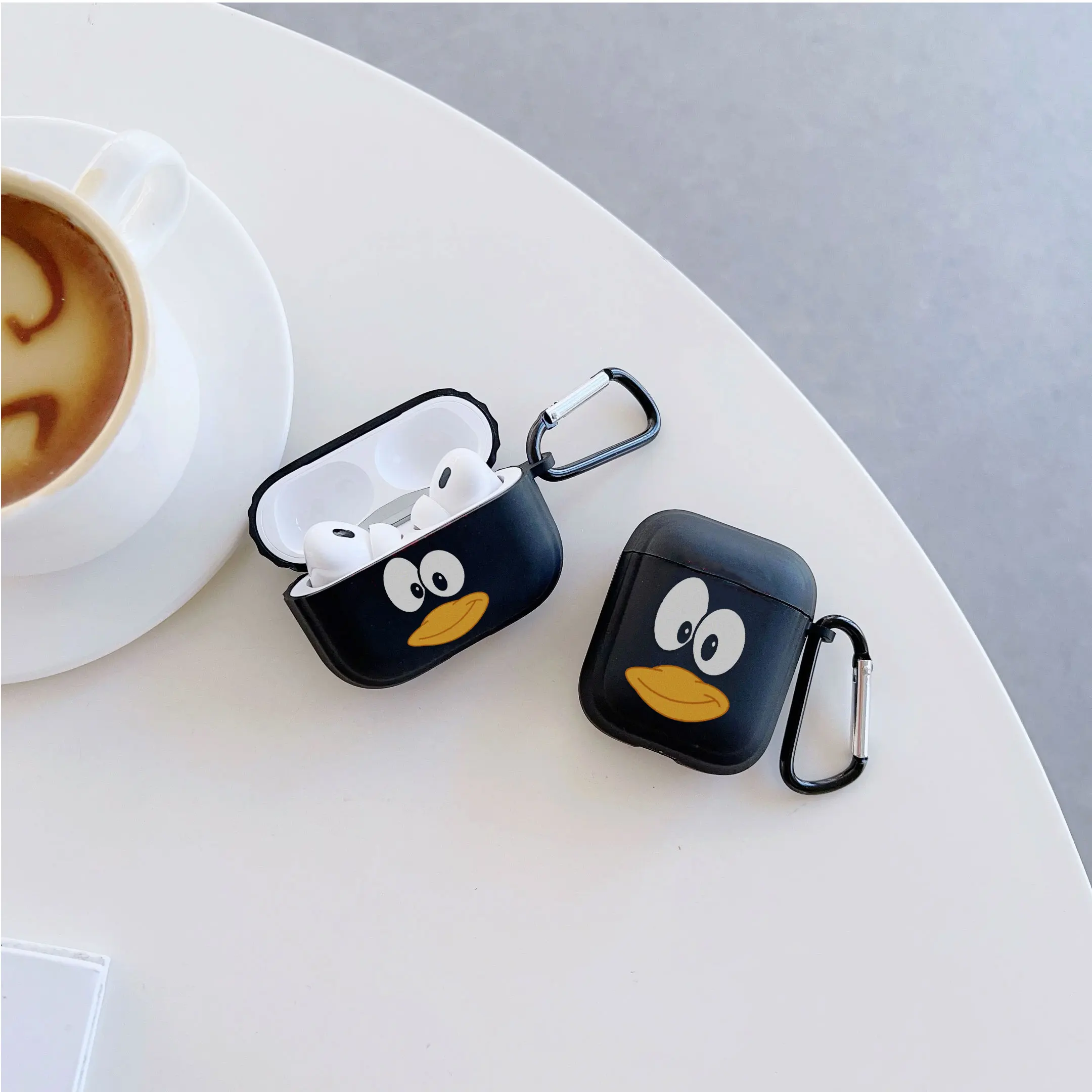 Para Airpod Pro2 2 3 4 Funda para auriculares para Air Pods 4a generación Fundas para auriculares simples y lindas de moda negra - imagen 2