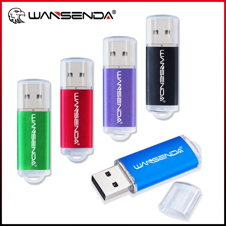 WANSENDA-Mini unidad Flash USB de Metal, Pendrive de 128GB, 8GB, 16 GB, 32GB, 64GB, 256GB