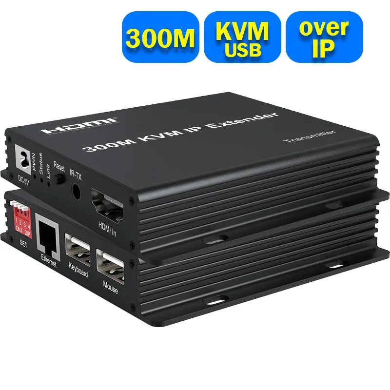 Extensor HDMI KVM de 300M sobre IP Rj45 Cat5e/6 1080P HDMI USB Ethernet extensor 984FT compatible con interruptor de red para teclado de ratón USB - imagen 2