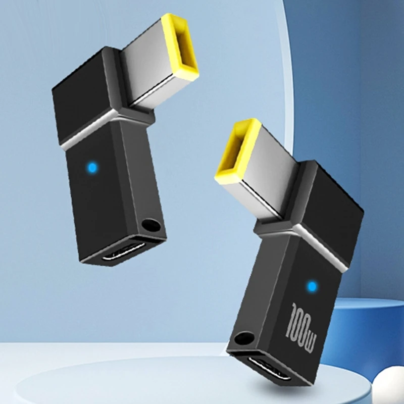 Adaptador PD tipo C de 100W, convertidor de enchufe hembra a punta cuadrada, Cable de carga rápida USB-C para conector de alimentación CC Lenovo Thinkpad - imagen 3
