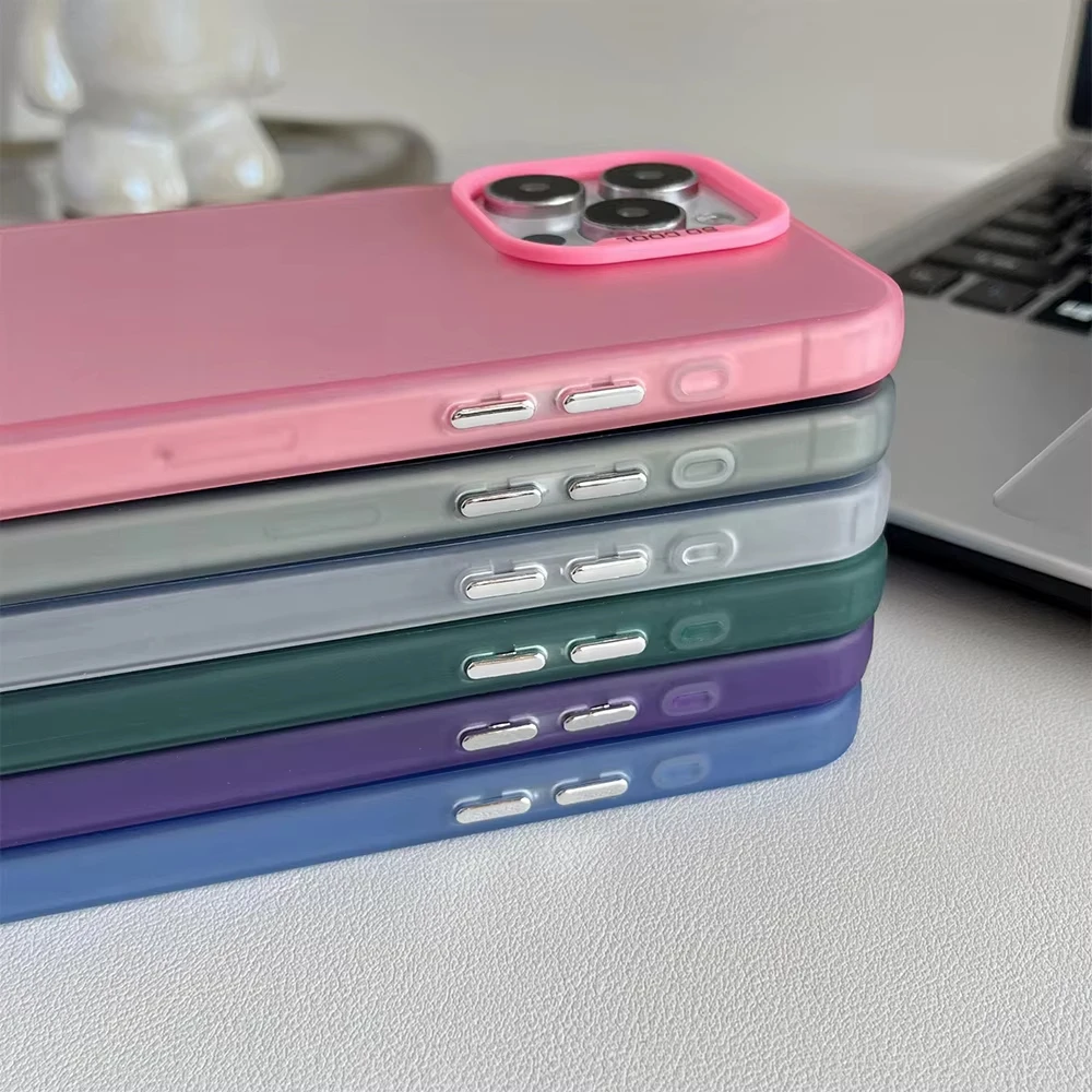 Funda esmerilada del grupo de observaciones hacia adelante para iPhone 17 Air 16 E 15 14 Plus 13 12 Mini 11 Pro Max cubierta de silicona de hoja acrílica - imagen 4