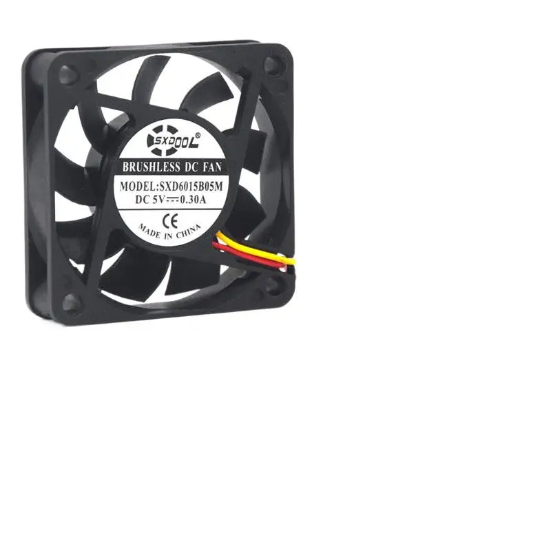 2 piezas SXDOOL 5V ventilador 60MM 3Pin 60x60x15mm 6cm 6015 enfriador de refrigeración CC sin escobillas 4000rpm 15.4CFM