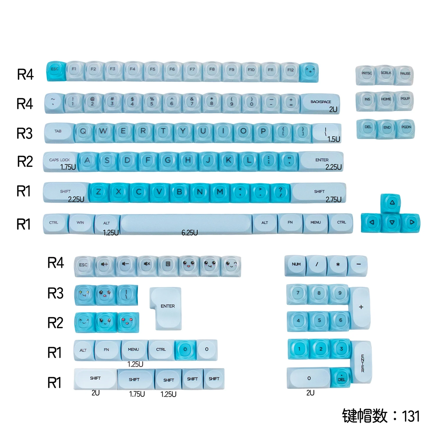 Teclas semitransparentes mate MOA, teclas de teclado con impresión UV para 60% 65% 75% 100% Cherry Gateron MX Switches, teclado de jugador - imagen 2
