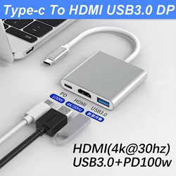 Adaptador USB-C HDMI 4K PD 100W – Cable Carga y Hub para MacBook Huawei Samsung