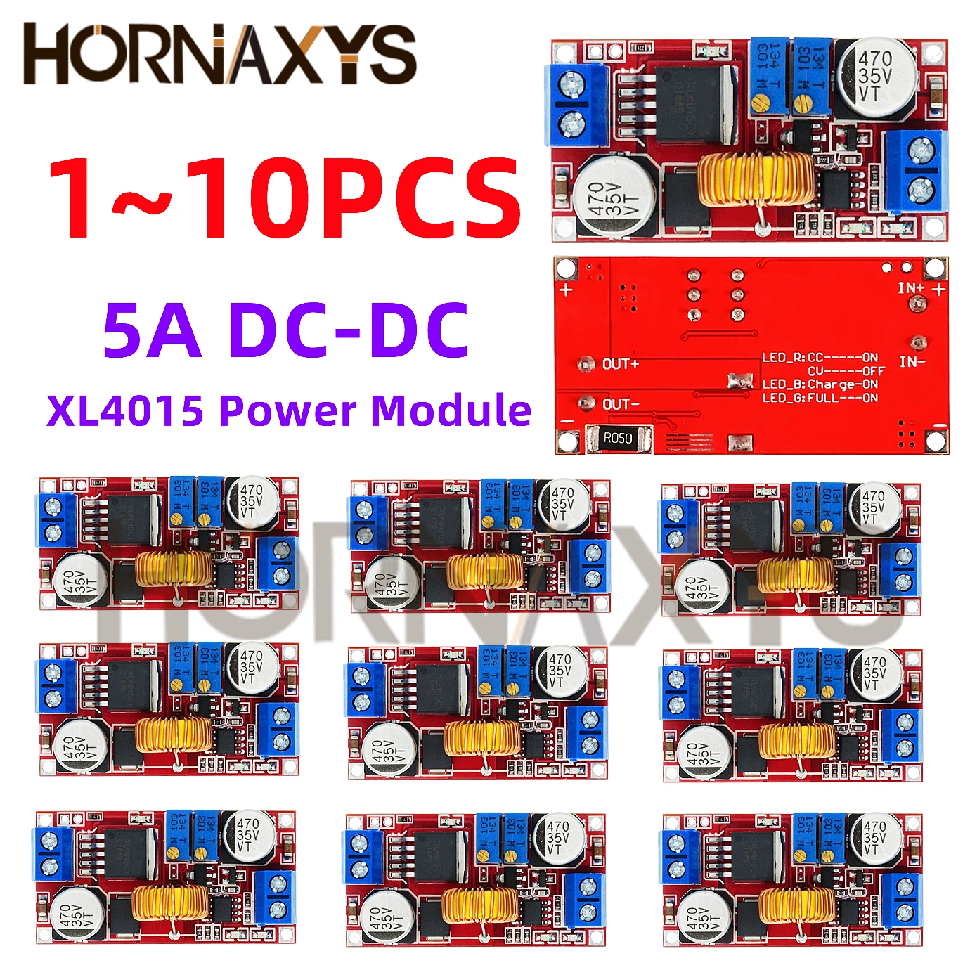 1-10 Uds 5A DC-DC convertidor Buck ajustable XL4015 4 - 38V a 1,25 - 36V fuente de alimentación reductor módulo de potencia regulador de voltaje
