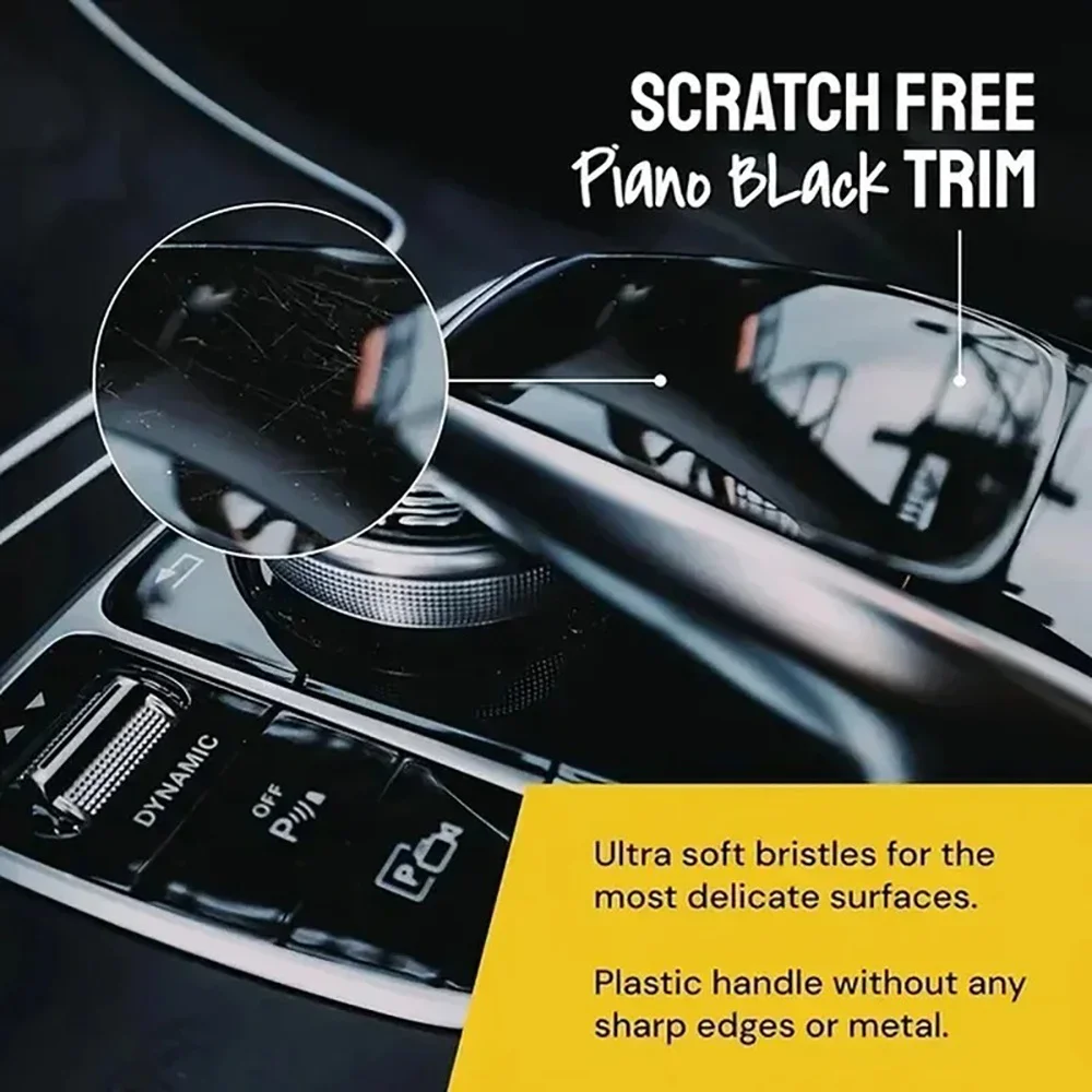 3PCS Car Exterior Interior Detail Brush Boar Hair Bristle Brushes for Car Cleaning Auto Detail Tools Dashboard Cleaning Brush - imagen 3