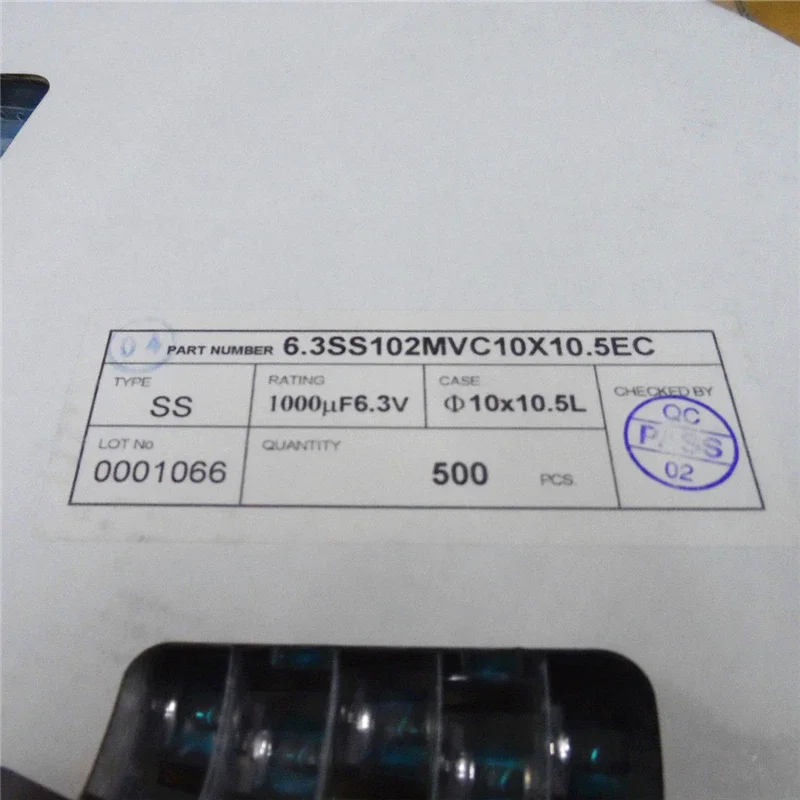 1000uF 6,3 V Nippon SS 10x10,5mm 6.3SS102MVC10X10.5EC 6.3V1000uF SMD placa base de aluminio condensador electrolítico 6.3V1000 uF - imagen 3