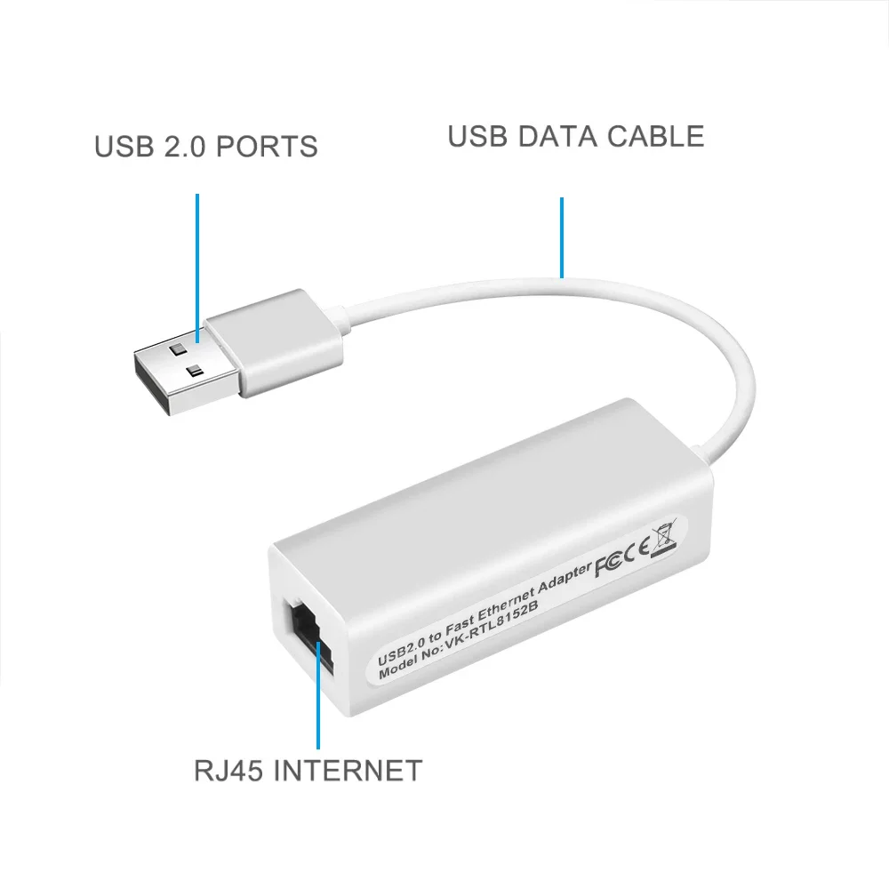 Tarjeta de red con cable de 100Mbps, adaptador de red USB 2,0, Cable adaptador Lan Ethernet USB a RJ45 para PC, portátil, Windows 98SE ME 2000 XP - imagen 5