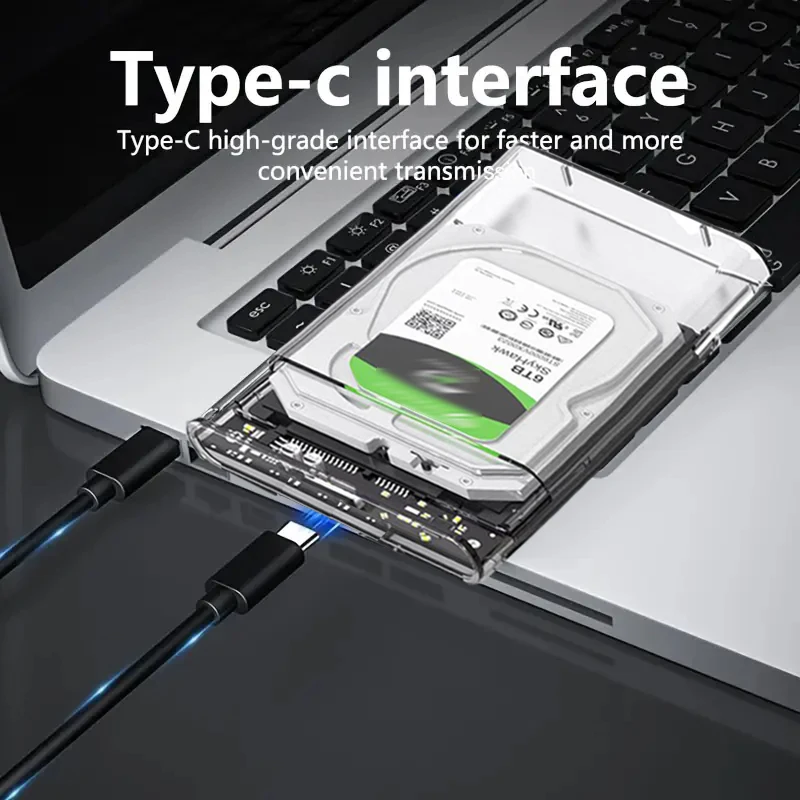 Disco duro externo transparente, caja HDD SSD de 2,5 pulgadas tipo C a USB3.1, carcasa de unidad de 4TB, Compatible con UASP SATA III, ordenador portátil - imagen 2