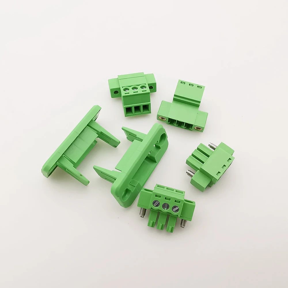 1/2 juegos de bloque de terminales de 3,81mm a través de la pared sin soldadura tipo enchufable 2P/3P/4P/5P/6P/8P/9P/10P/12P 3,81mm con Panel fijo de brida - imagen 2