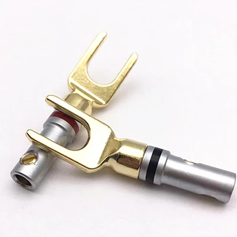 Conector Banana HIFI AMP, 4mm, chapado en cobre, tipo Y tipo U, adaptador de altavoz, amplificador, conector de Audio, poste de encuadernación, 2 uds. - imagen 2