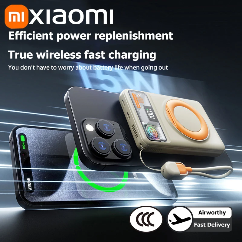 OnePlus 50000mAh Digital magnético inalámbrico PD20W banco de energía Digital con soporte de Cable de carga incorporado turbina de refrigeración nuevo - imagen 3