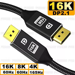 Cable DisplayPort de 16K, Cable DP2.1 DP1.4 240Hz 8K 4K 144Hz 165Hz, Cable de puerto de pantalla para vídeo, PC, portátil, TV, Cable de puerto de pantalla 8K
