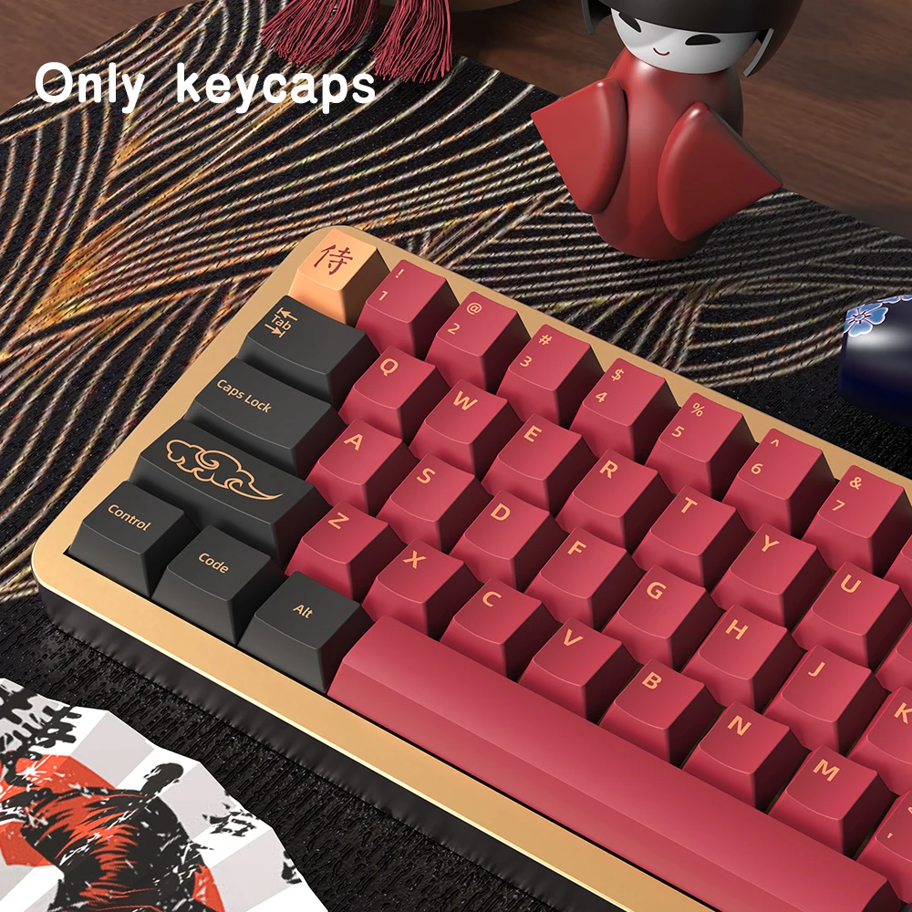 Teclas PBT samurái rojas y azules, teclas brasileñas coreanas, japonesas, españoles, francesas, ISO 7U, perfil de cereza para teclado mecánico DIY - imagen 3