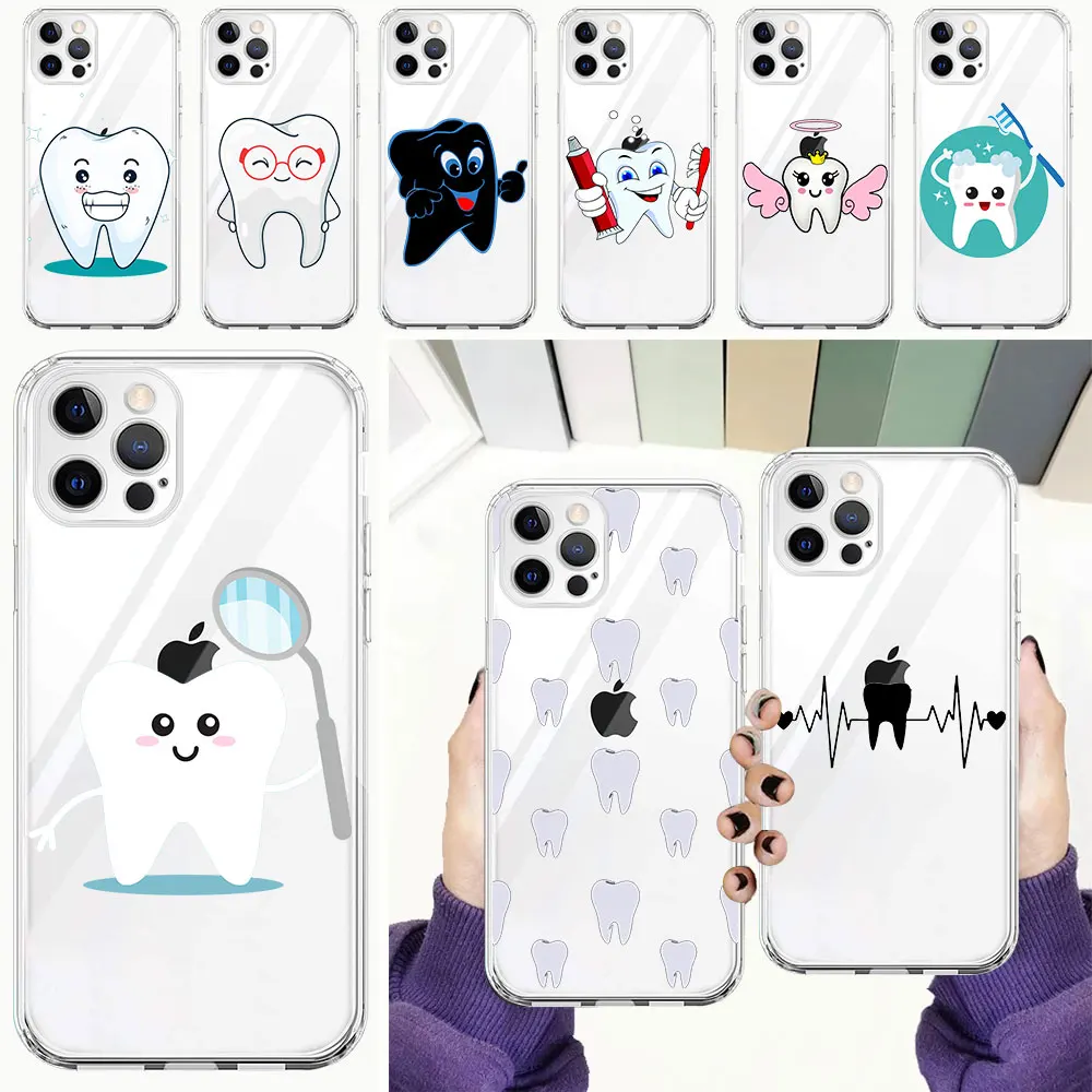 Funda de teléfono con dientes de dentista, cubierta de silicona transparente de lujo para iPhone 15, 14, 13, 11, 12 Pro Max, X, XR, XS, 7, 8 Plus, SE - imagen 2
